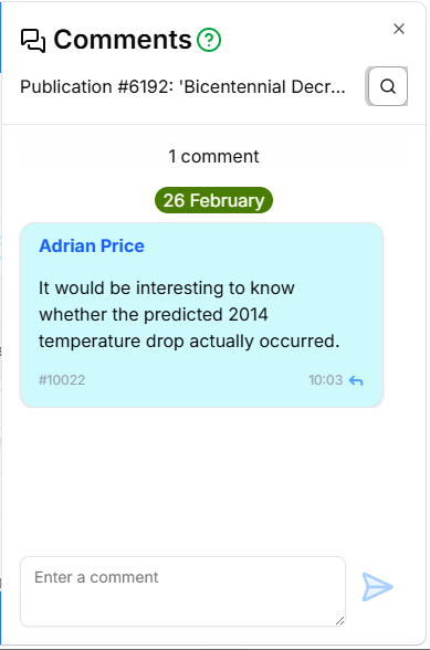 Screen-shot of the Comments dialog
