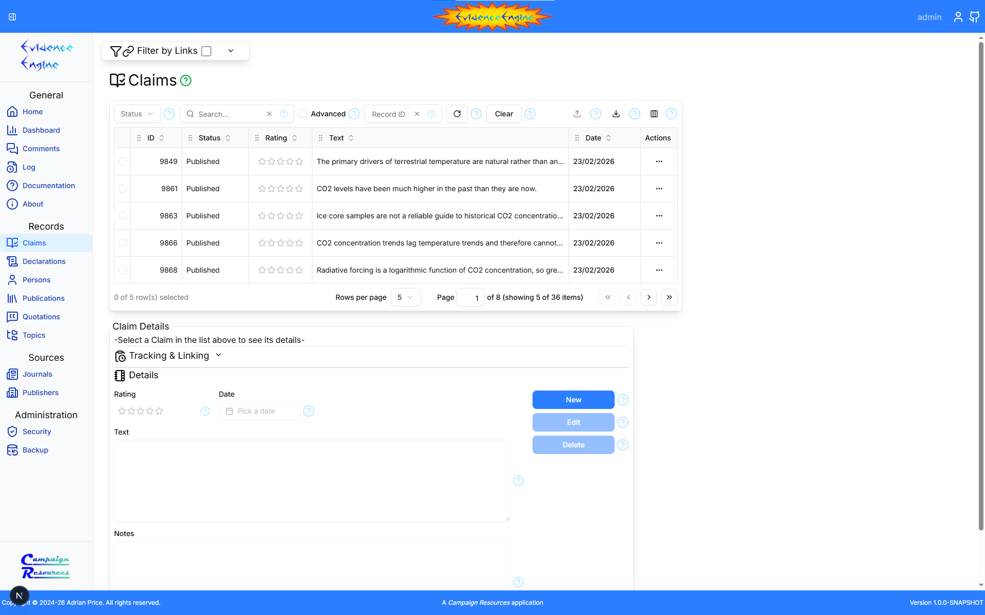 Screen-shot with annotated layout