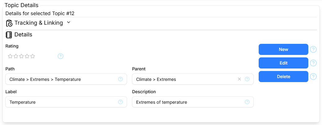 Screen-shot of the Topic details section