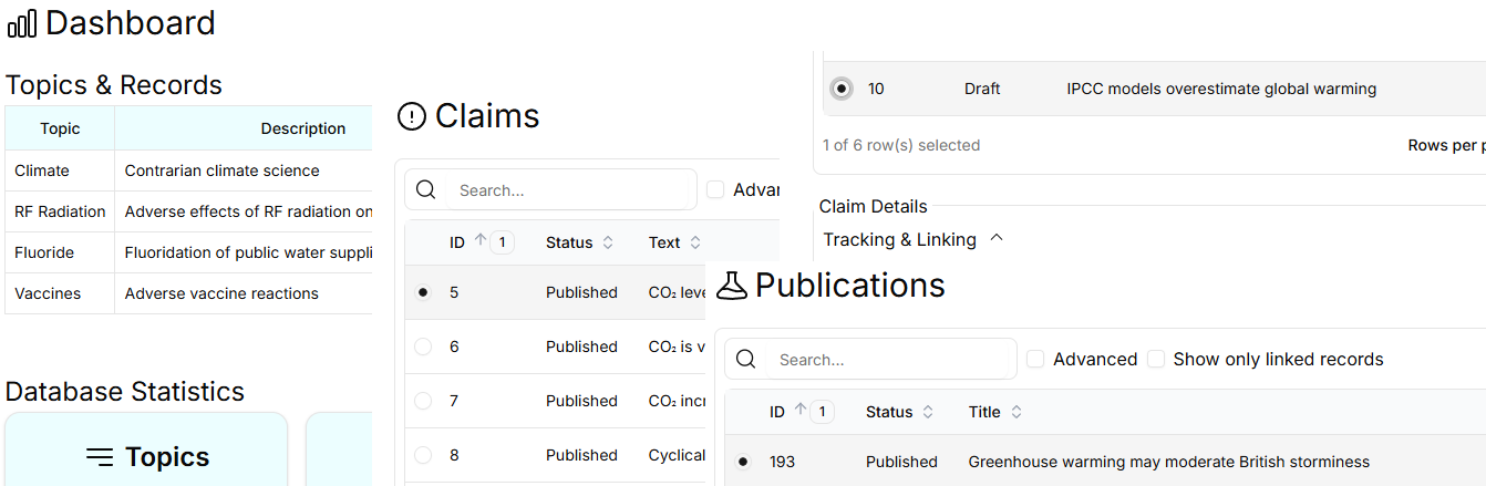 Screenshots of the Evidence Engine showing desktop version